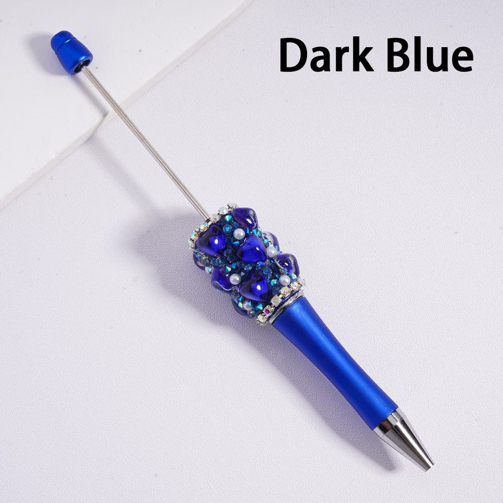 Glamorous Heart Beadable Pen with Multi Color Rhinestones Chains & Pearls