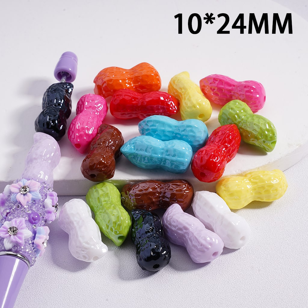 UV Gloss Shiny Peanut Charm Acrylic Beads 10*24MM, Random Mix
