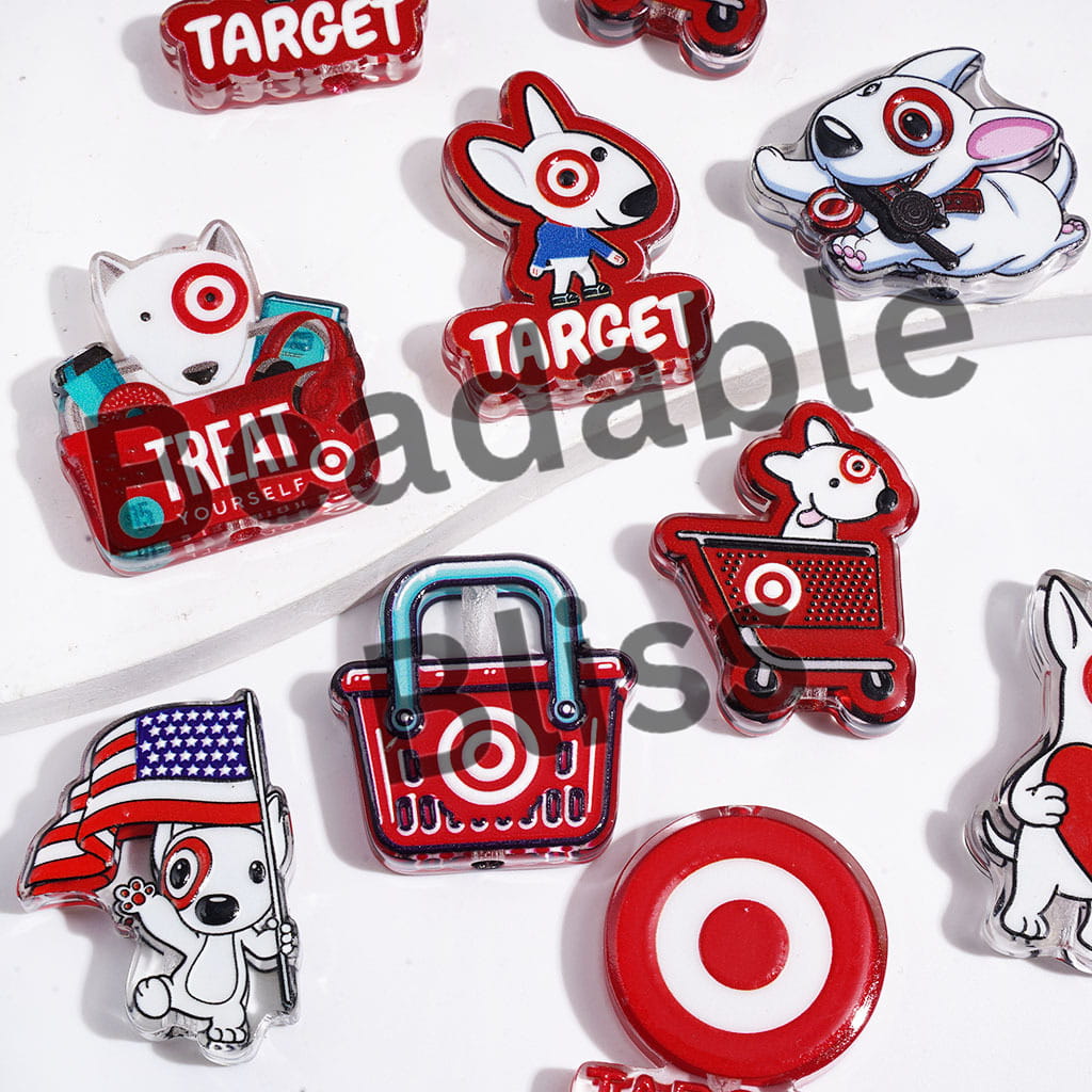 Semi-Clear Acrylic Beads Mascot Dog in American Supermarket Theme, Red Series, Random Mix