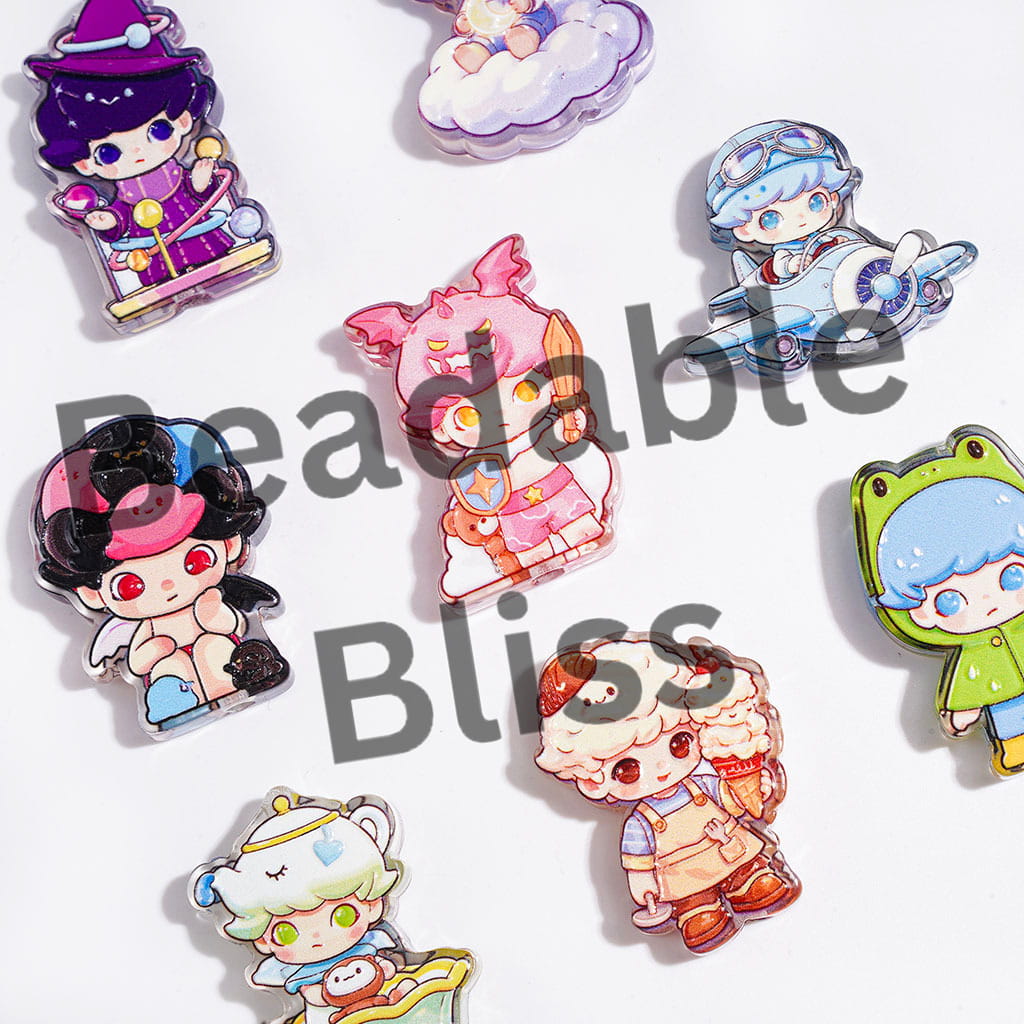 Acrylic Beads with Diverse Style Gothic Style Boy Doll Characters Series, Semi-Clear, Random Mix