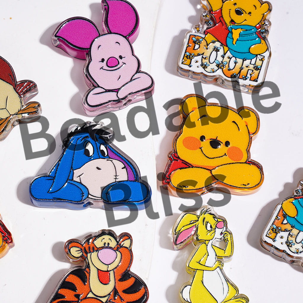Honey Bear Pink Pig Donkey Tiger Eagle Bunny Kangaroo, Acrylic Beads Classic Animation Character, Random Mix