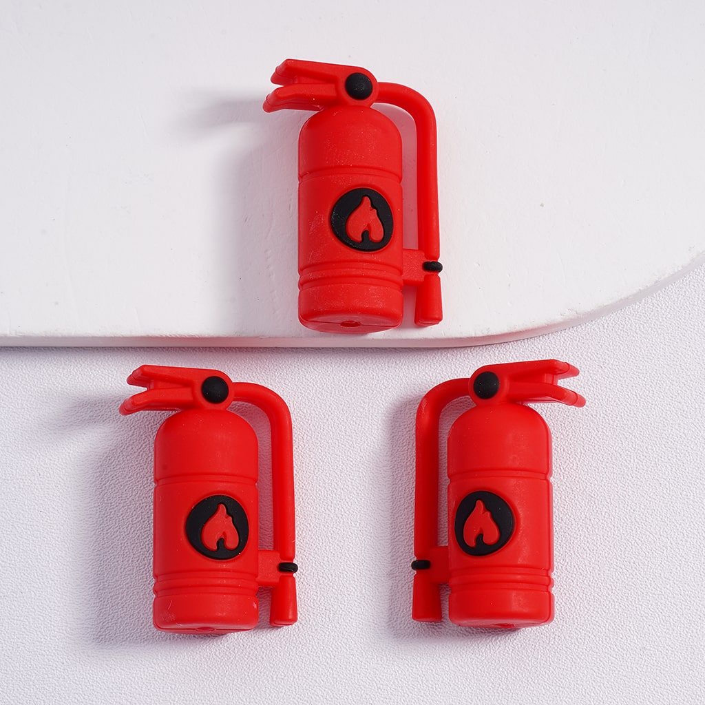 3D Firefighter Rescue Helmet Equipment Fire Gas Mask, Axe & Extinguisher Silicone Focal Beads