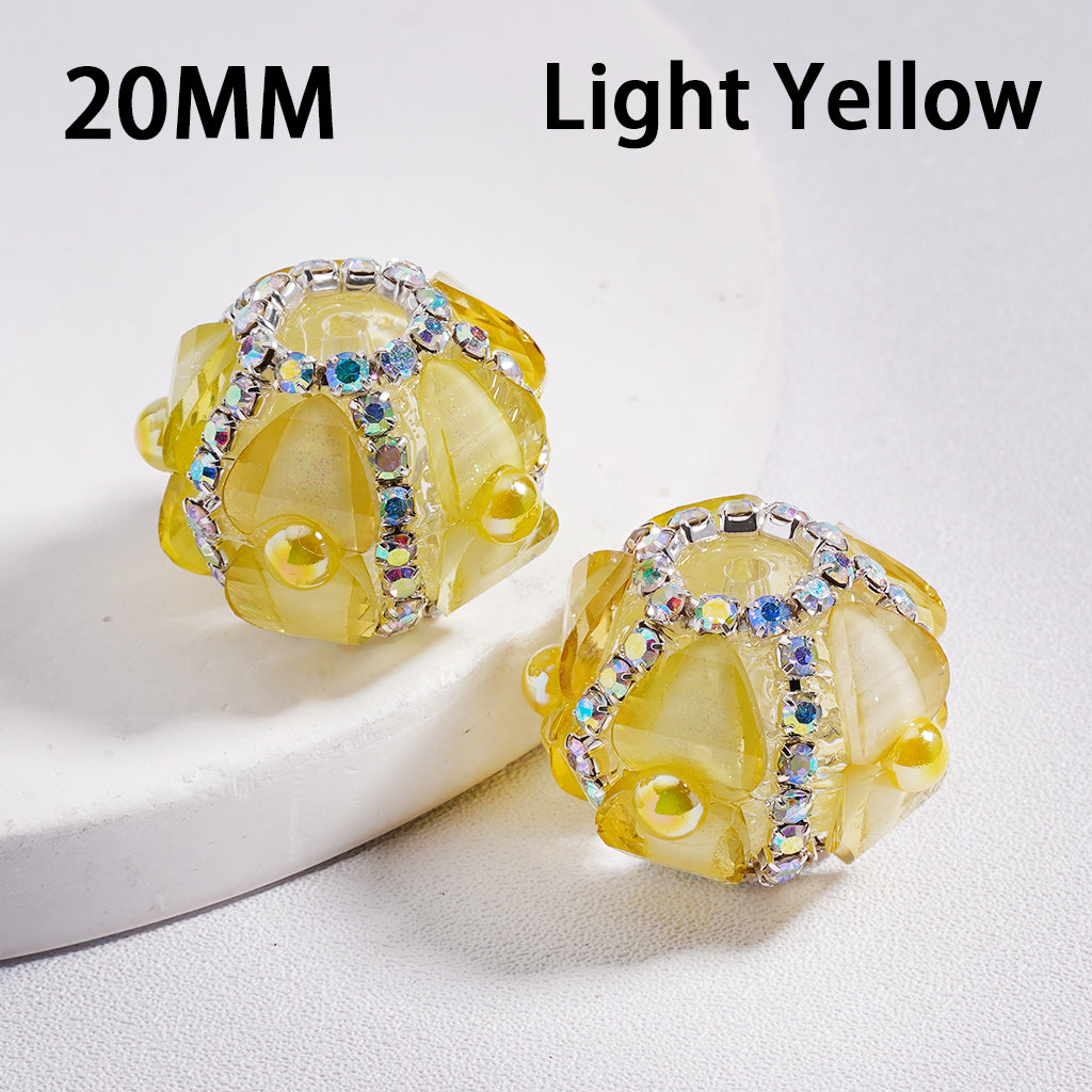 AB Rhinestone Heart & Pearl Multi Color Round Acrylic Beads 20mm