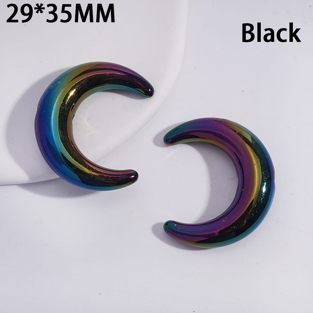 UV Coated Crescent Moon Shape Solid Dark Color Acrylic Beads Horizontal Hole 29*35MM