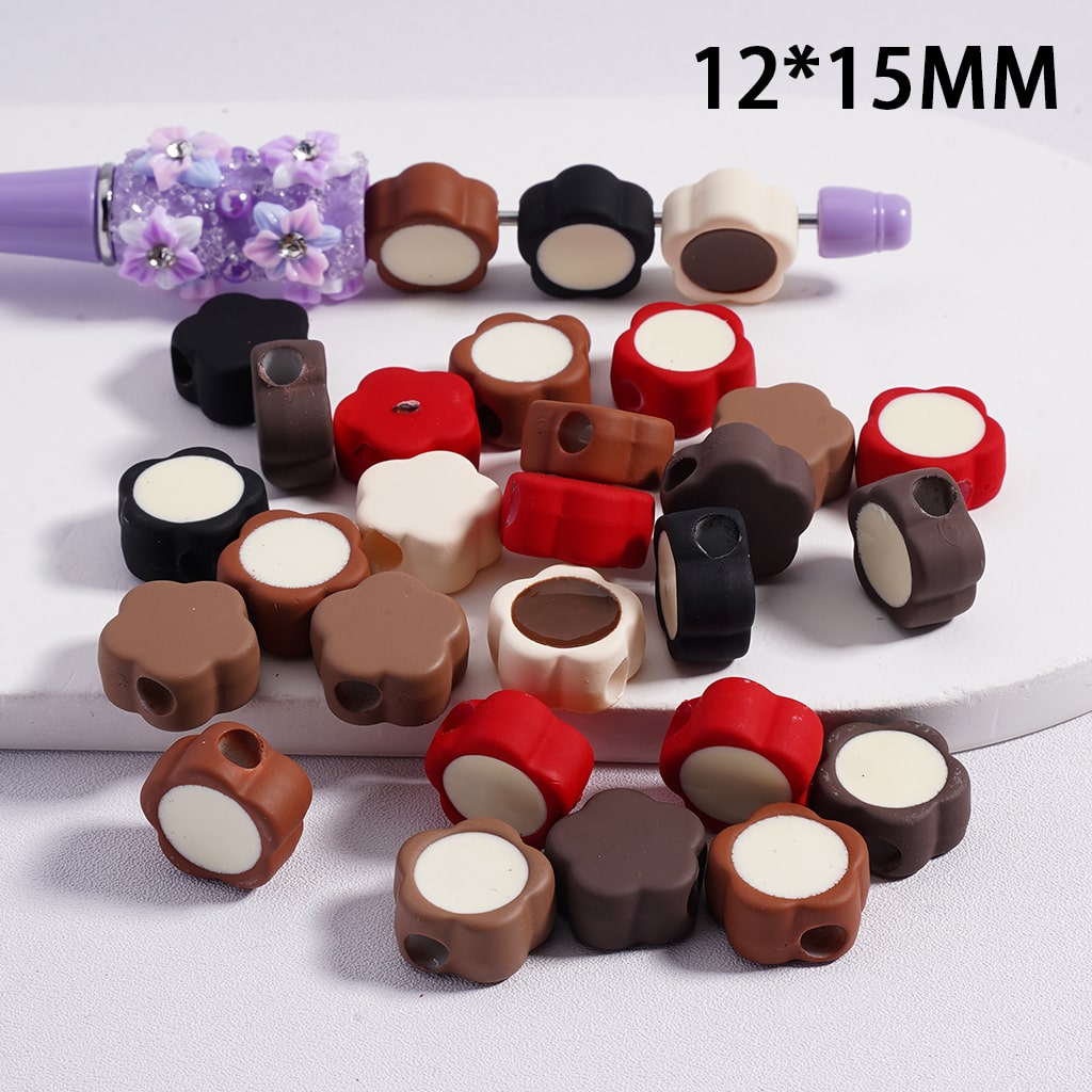 Cute Mini Plum Blossom Light & Dark Colors Flowers Colorful Outlines Acrylic Beads 12*15MM (Single Color available for 200pcs Whole Bag Only)