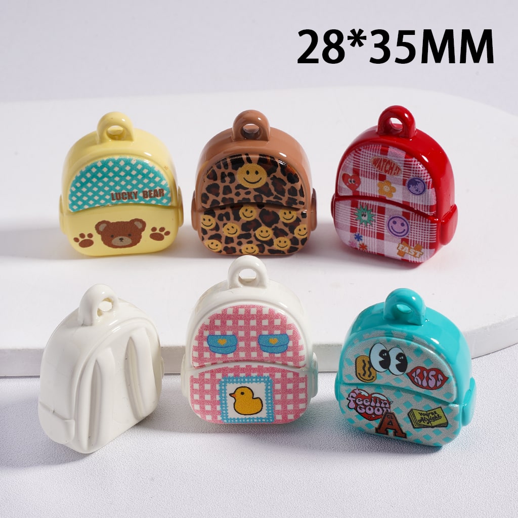 Cute Mini Little Backpack Schoolbag Pendants Jewelry Accessories 28*35MM, Random Mix