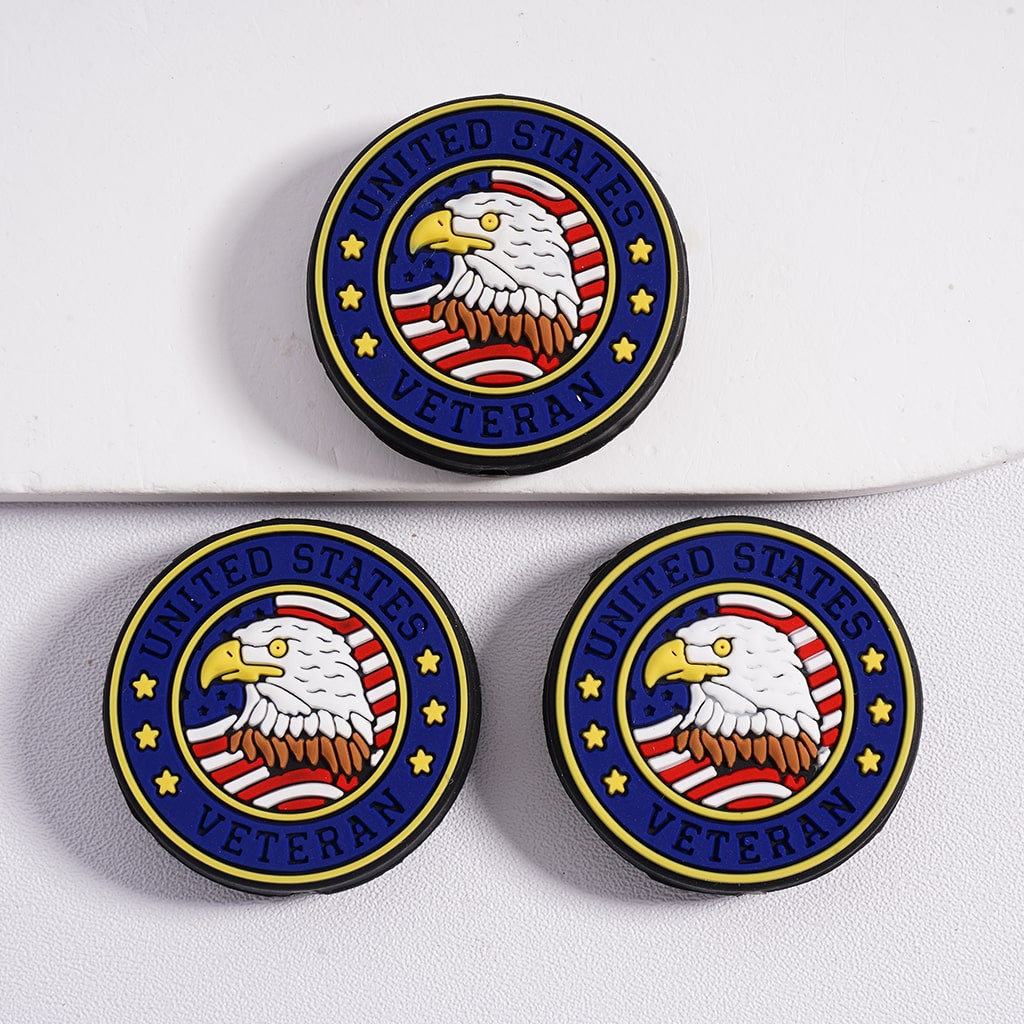 USA Veteran Series Patriotic Skull Head, Boots Boots c& Flag Motifs Designs Silicone Beads