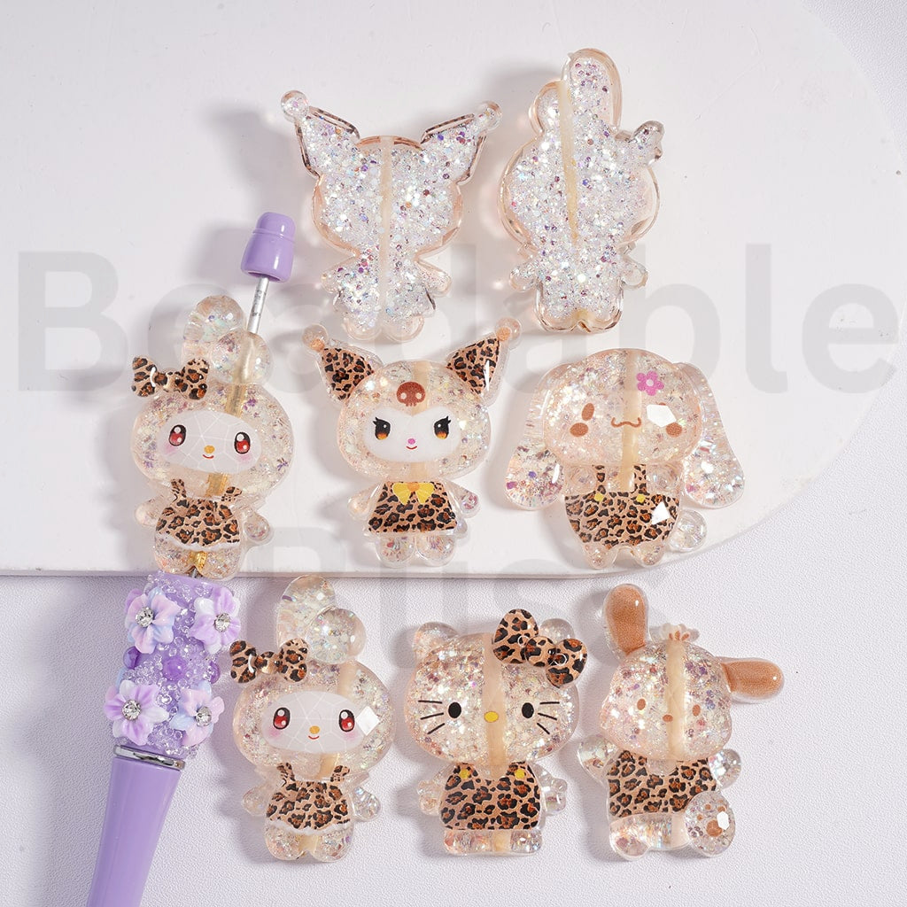 Set of decorative items with animal designs on a white background