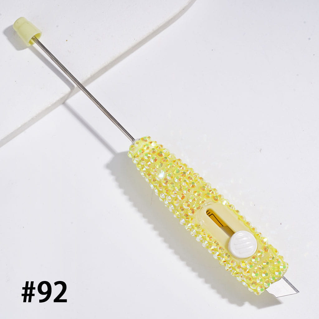 Beadable Mini utility knives with Sparkling Rhinestone | DIY Beadable Plastic Unboxing Tool for Express Package Box Carton Opener Cutter Cleaver, 148MM Length, Multi-Color
