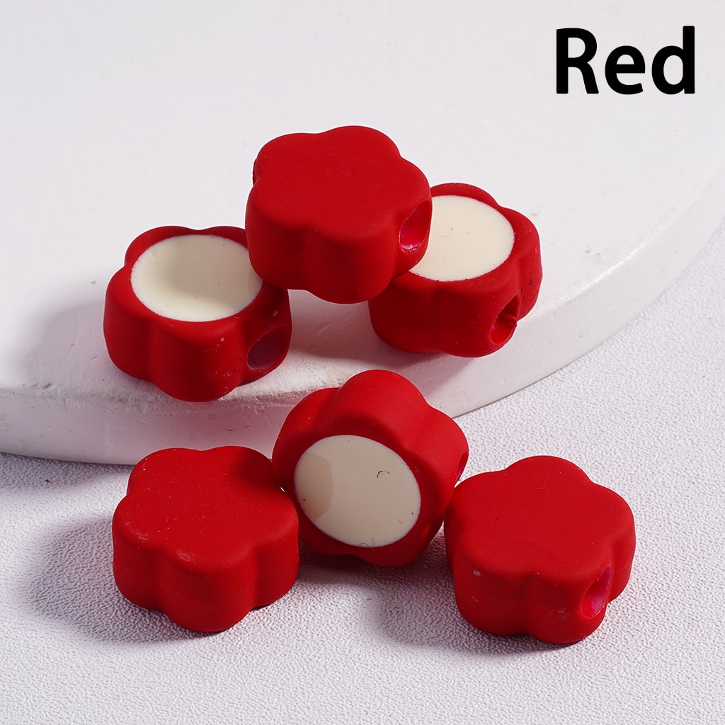 Cute Mini Plum Blossom Light & Dark Colors Flowers Colorful Outlines Acrylic Beads 12*15MM (Single Color available for 200pcs Whole Bag Only)