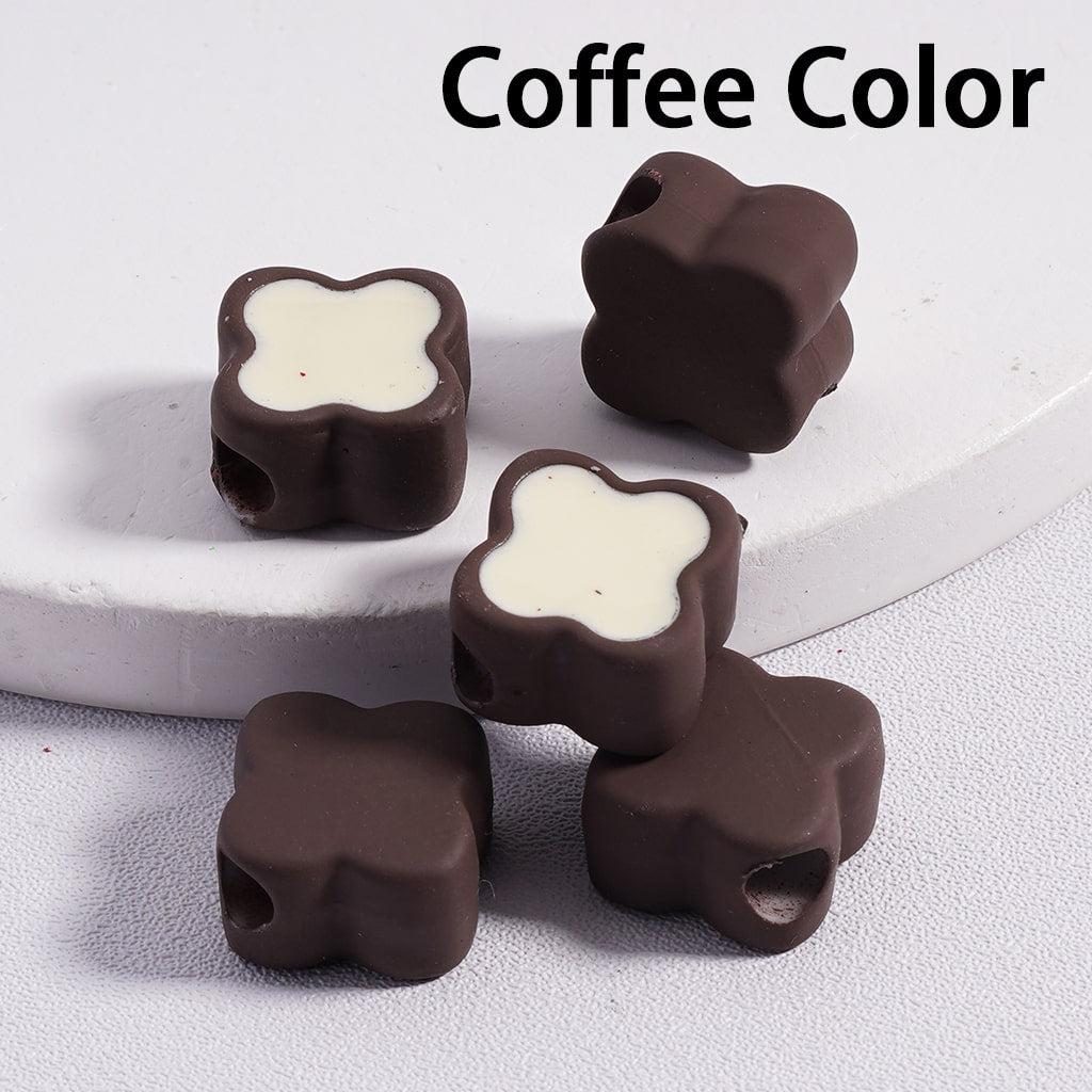 Mini Cute Light & Dark Colors Four-Leaf Clover Colorful Outlines Acrylic Beads 12*12MM (Single Color available for 200pcs Whole Bag Only)