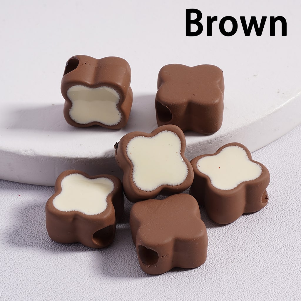 Mini Cute Light & Dark Colors Four-Leaf Clover Colorful Outlines Acrylic Beads 12*12MM (Single Color available for 200pcs Whole Bag Only)