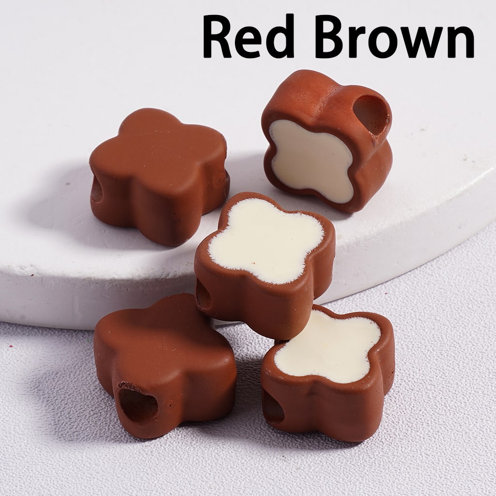Mini Cute Light & Dark Colors Four-Leaf Clover Colorful Outlines Acrylic Beads 12*12MM (Single Color available for 200pcs Whole Bag Only)