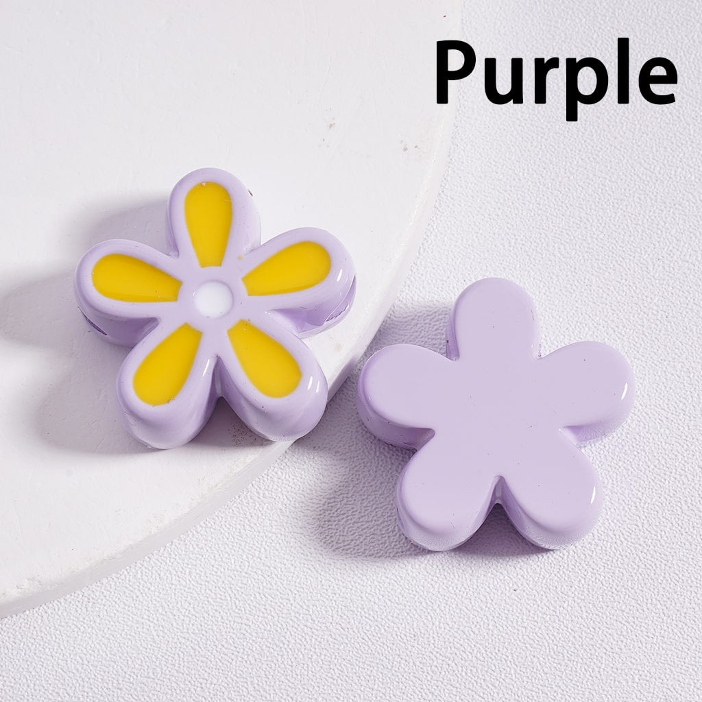 Stoving Varnish Cute Five-Petaled Flowers Acrylic Beads 23*23MM (Single Color is available for 100pcs(whole bag) Only)