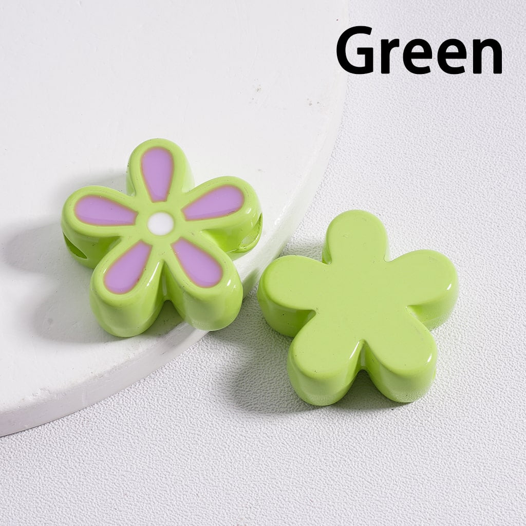 Stoving Varnish Cute Five-Petaled Flowers Acrylic Beads 23*23MM (Single Color is available for 100pcs(whole bag) Only)