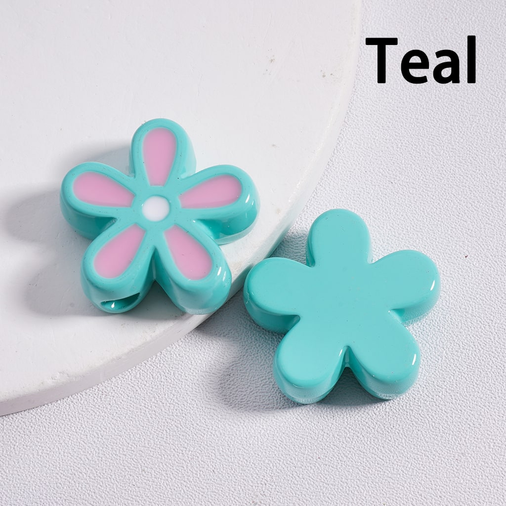 Stoving Varnish Cute Five-Petaled Flowers Acrylic Beads 23*23MM (Single Color is available for 100pcs(whole bag) Only)