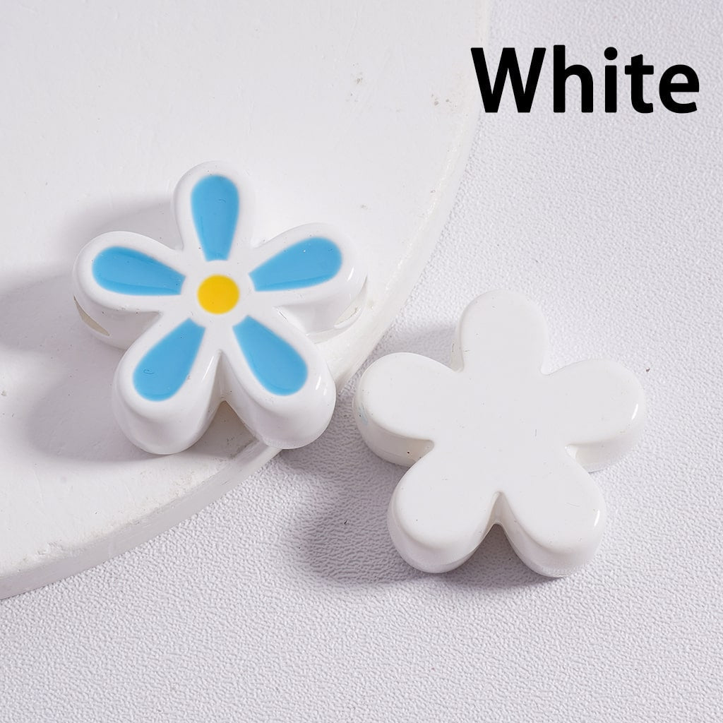 Stoving Varnish Cute Five-Petaled Flowers Acrylic Beads 23*23MM (Single Color is available for 100pcs(whole bag) Only)
