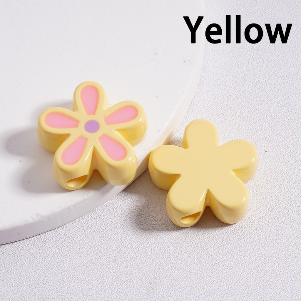 Stoving Varnish Cute Five-Petaled Flowers Acrylic Beads 23*23MM (Single Color is available for 100pcs(whole bag) Only)