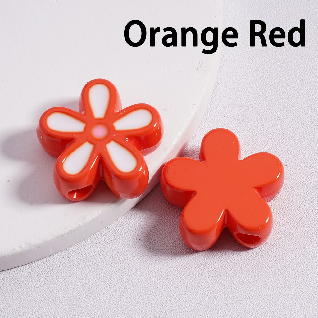 Stoving Varnish Cute Five-Petaled Flowers Acrylic Beads 23*23MM (Single Color is available for 100pcs(whole bag) Only)