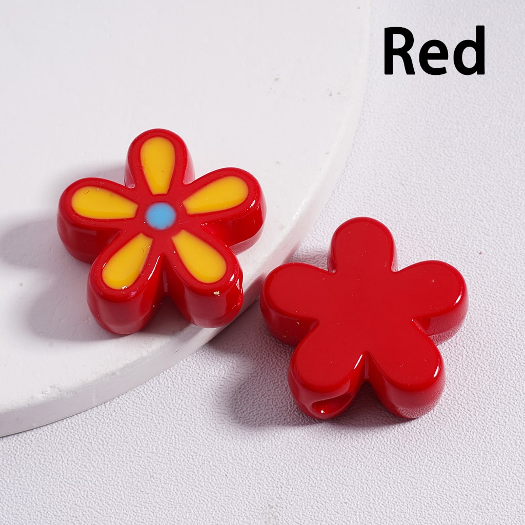 Stoving Varnish Cute Five-Petaled Flowers Acrylic Beads 23*23MM (Single Color is available for 100pcs(whole bag) Only)
