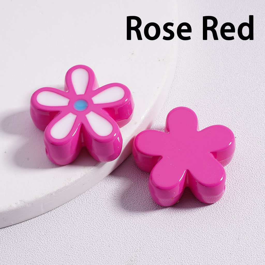 Stoving Varnish Cute Five-Petaled Flowers Acrylic Beads 23*23MM (Single Color is available for 100pcs(whole bag) Only)