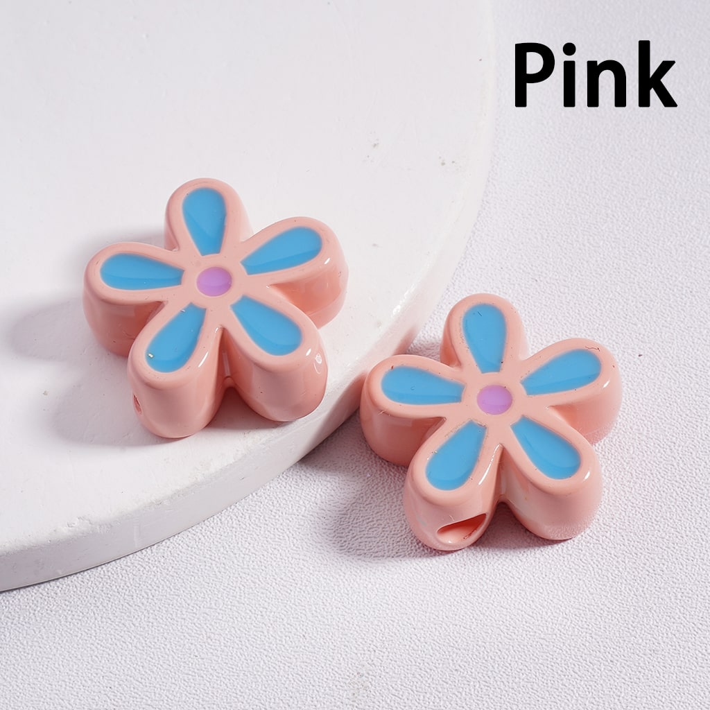 Stoving Varnish Cute Five-Petaled Flowers Acrylic Beads 23*23MM (Single Color is available for 100pcs(whole bag) Only)