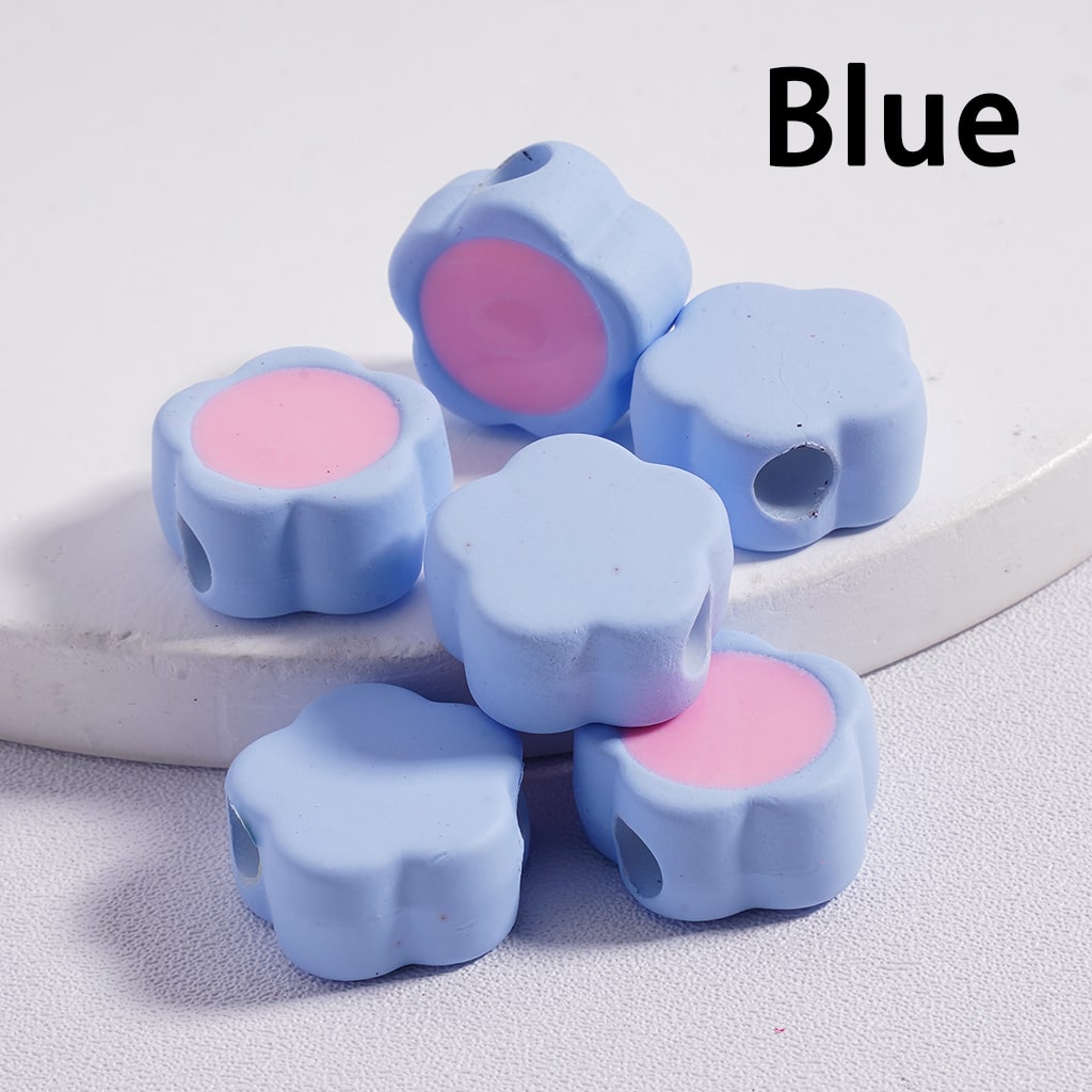 Cute Mini Plum Blossom Light & Dark Colors Flowers Colorful Outlines Acrylic Beads 12*15MM (Single Color available for 200pcs Whole Bag Only)