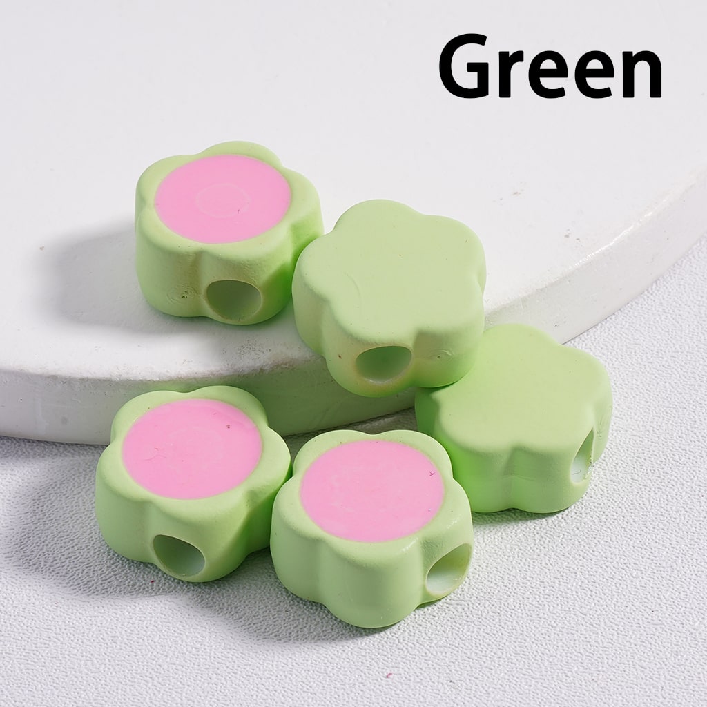 Cute Mini Plum Blossom Light & Dark Colors Flowers Colorful Outlines Acrylic Beads 12*15MM (Single Color available for 200pcs Whole Bag Only)