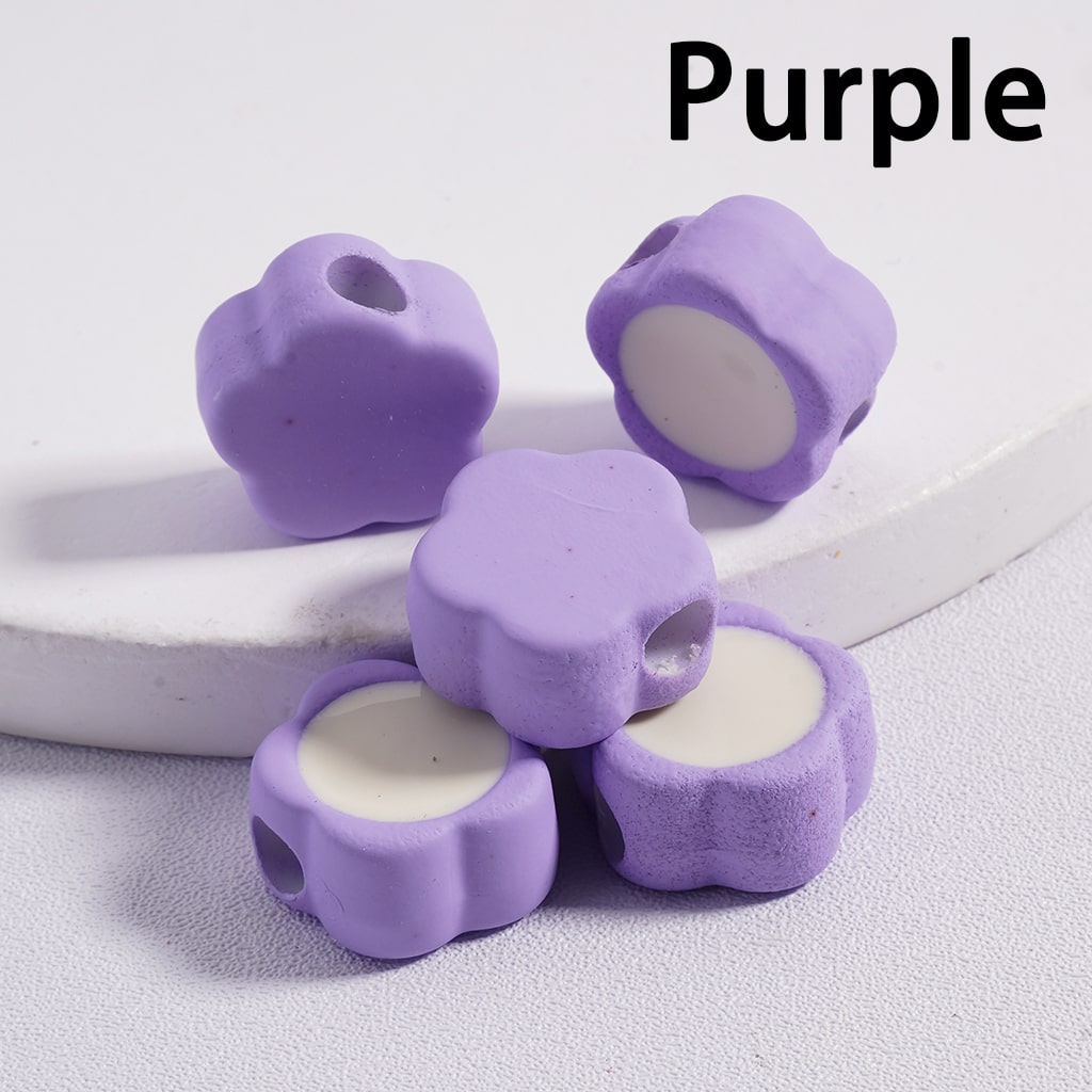 Cute Mini Plum Blossom Light & Dark Colors Flowers Colorful Outlines Acrylic Beads 12*15MM (Single Color available for 200pcs Whole Bag Only)