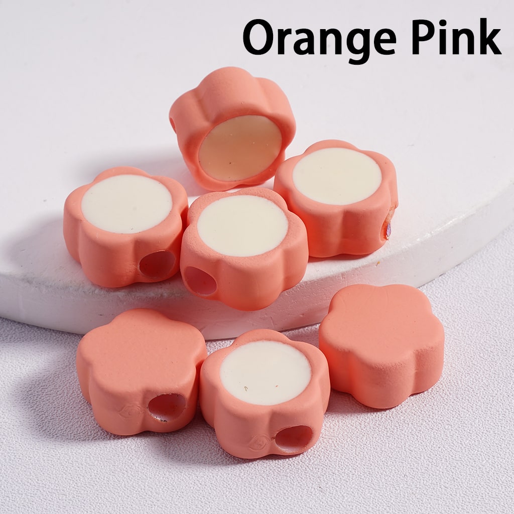 Cute Mini Plum Blossom Light & Dark Colors Flowers Colorful Outlines Acrylic Beads 12*15MM (Single Color available for 200pcs Whole Bag Only)