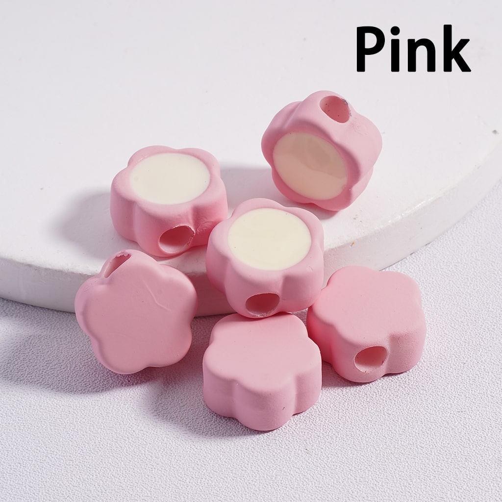 Cute Mini Plum Blossom Light & Dark Colors Flowers Colorful Outlines Acrylic Beads 12*15MM (Single Color available for 200pcs Whole Bag Only)