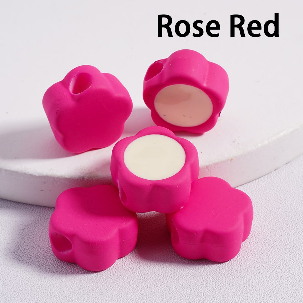 Cute Mini Plum Blossom Light & Dark Colors Flowers Colorful Outlines Acrylic Beads 12*15MM (Single Color available for 200pcs Whole Bag Only)