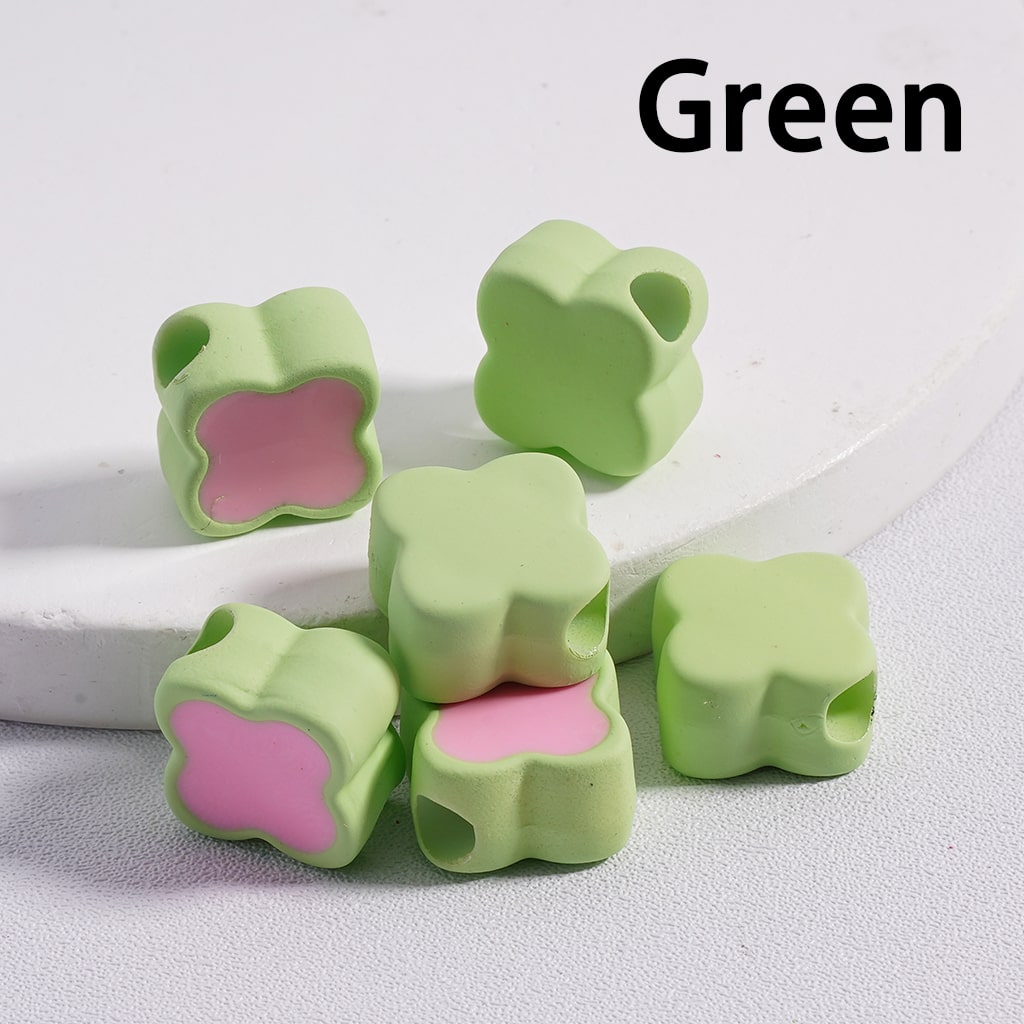 Mini Cute Light & Dark Colors Four-Leaf Clover Colorful Outlines Acrylic Beads 12*12MM (Single Color available for 200pcs Whole Bag Only)