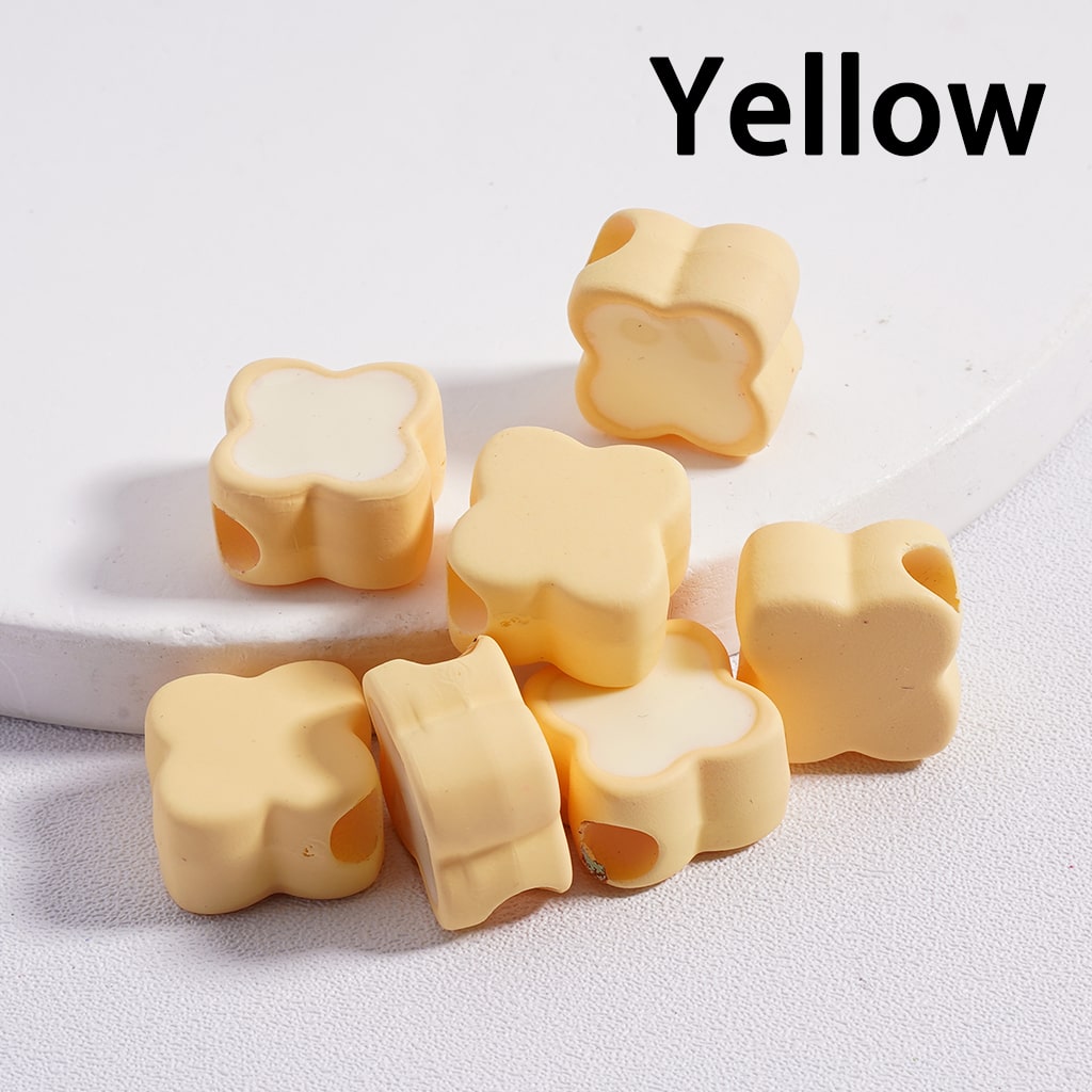 Mini Cute Light & Dark Colors Four-Leaf Clover Colorful Outlines Acrylic Beads 12*12MM (Single Color available for 200pcs Whole Bag Only)