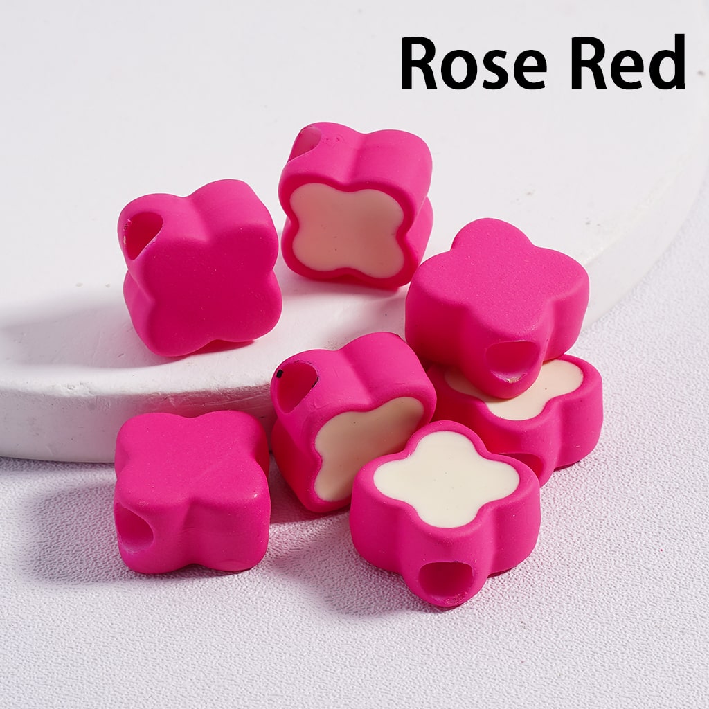 Mini Cute Light & Dark Colors Four-Leaf Clover Colorful Outlines Acrylic Beads 12*12MM (Single Color available for 200pcs Whole Bag Only)