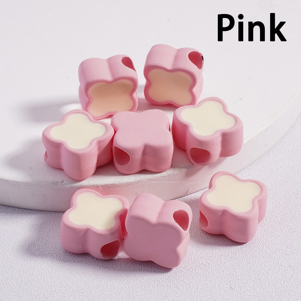 Mini Cute Light & Dark Colors Four-Leaf Clover Colorful Outlines Acrylic Beads 12*12MM (Single Color available for 200pcs Whole Bag Only)