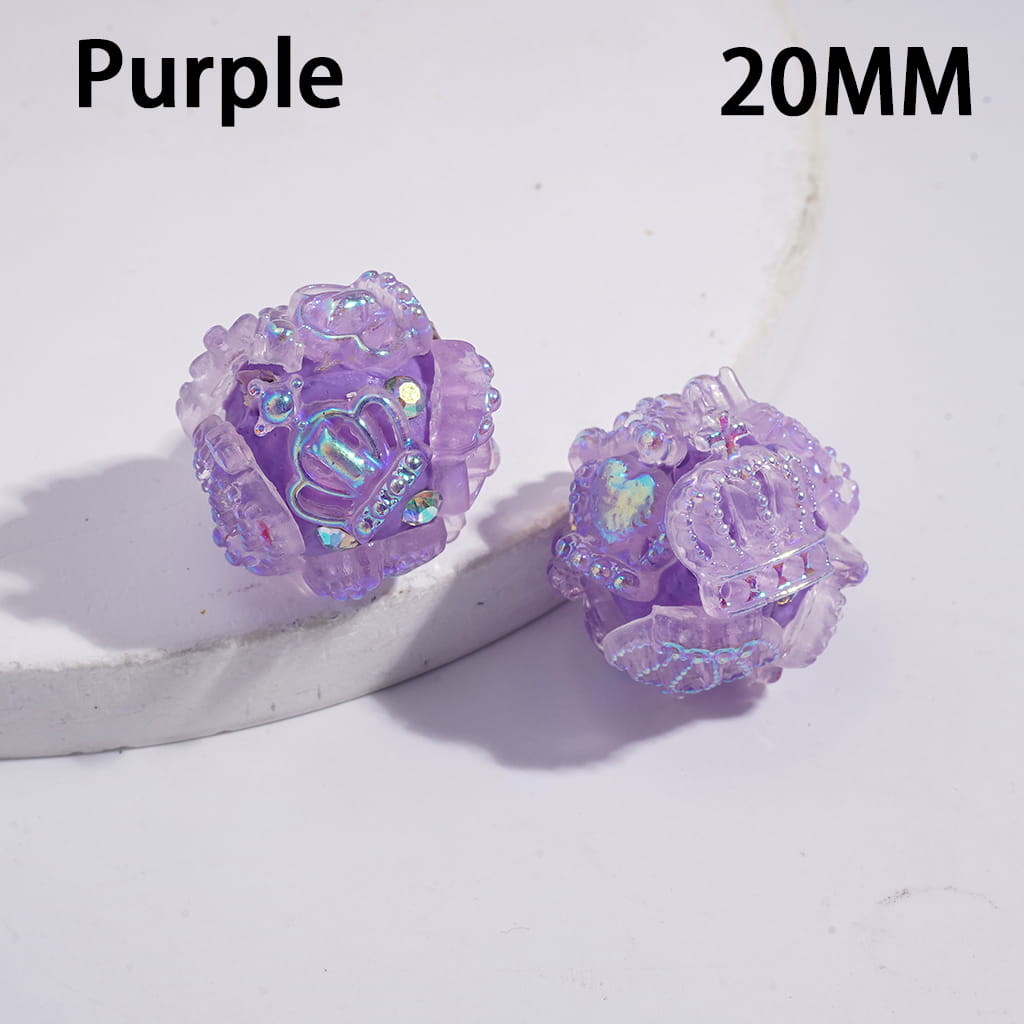 UV Coating Exquisite Imperial Royal Imperial Crown with AB Rhinestones, Clay Beads 20MM