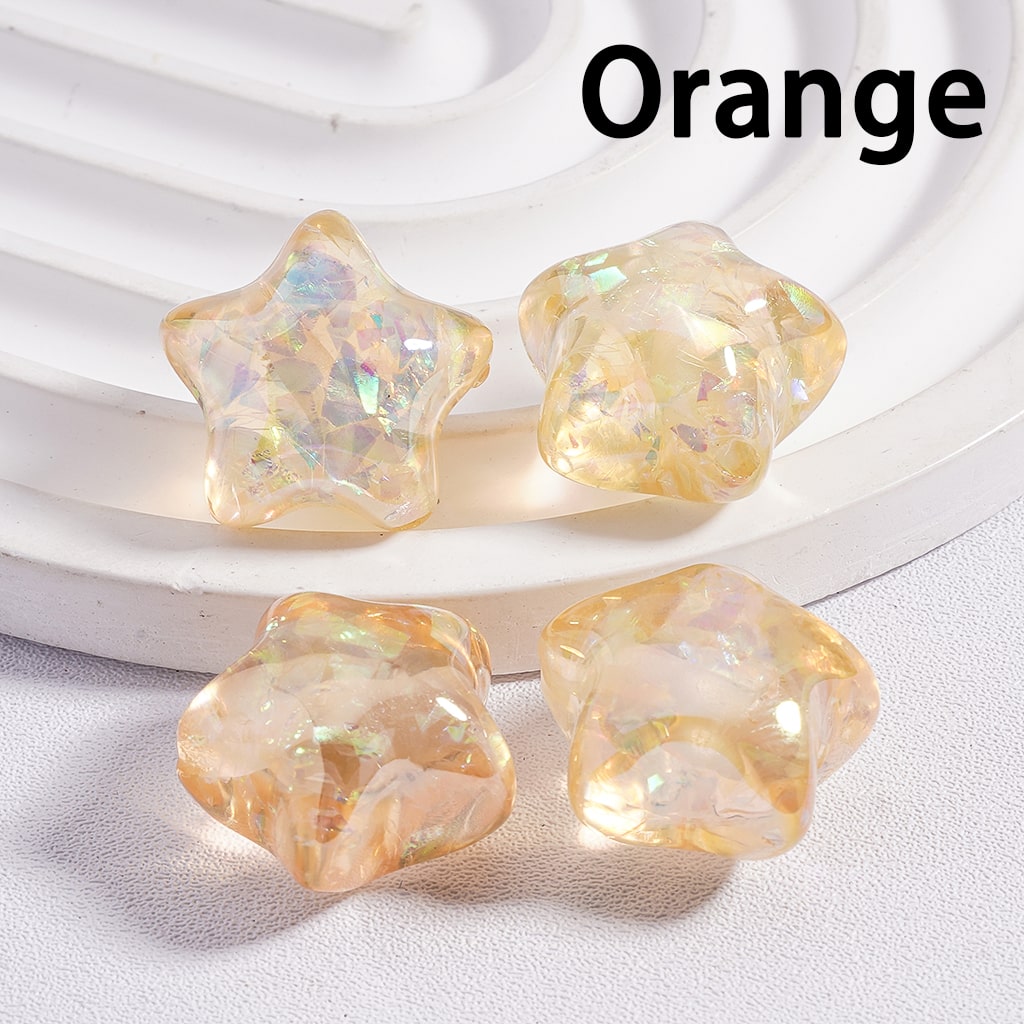 Cute Shiny Star Shape Multi-Color Acrylic Beads 18*18mm
