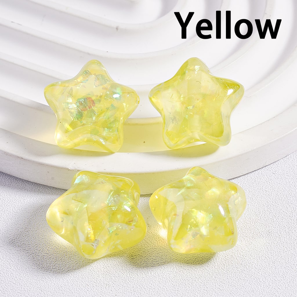 Cute Shiny Star Shape Multi-Color Acrylic Beads 18*18mm