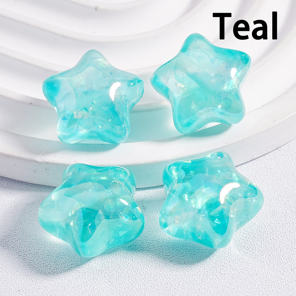 Cute Shiny Star Shape Multi-Color Acrylic Beads 18*18mm