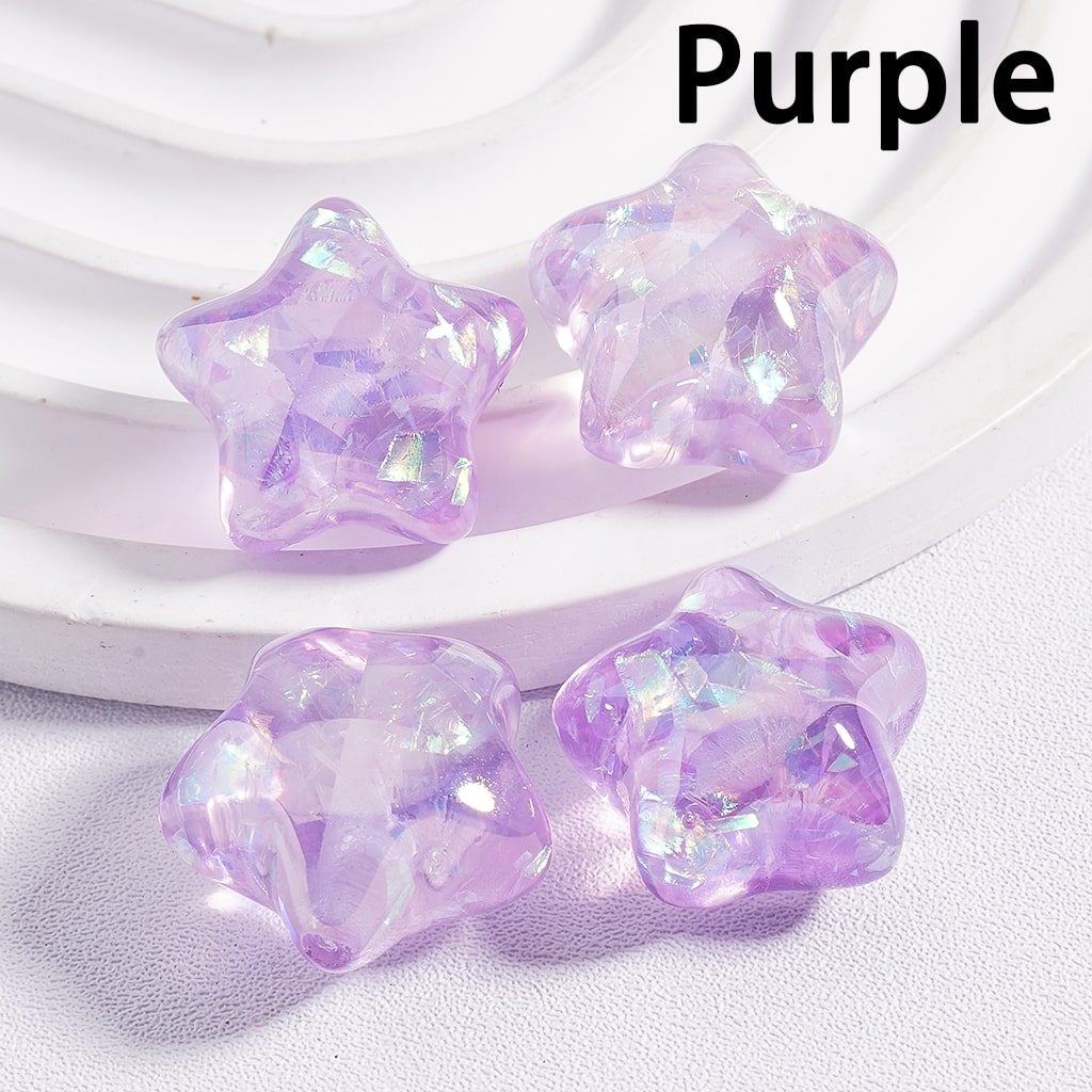 Cute Shiny Star Shape Multi-Color Acrylic Beads 18*18mm