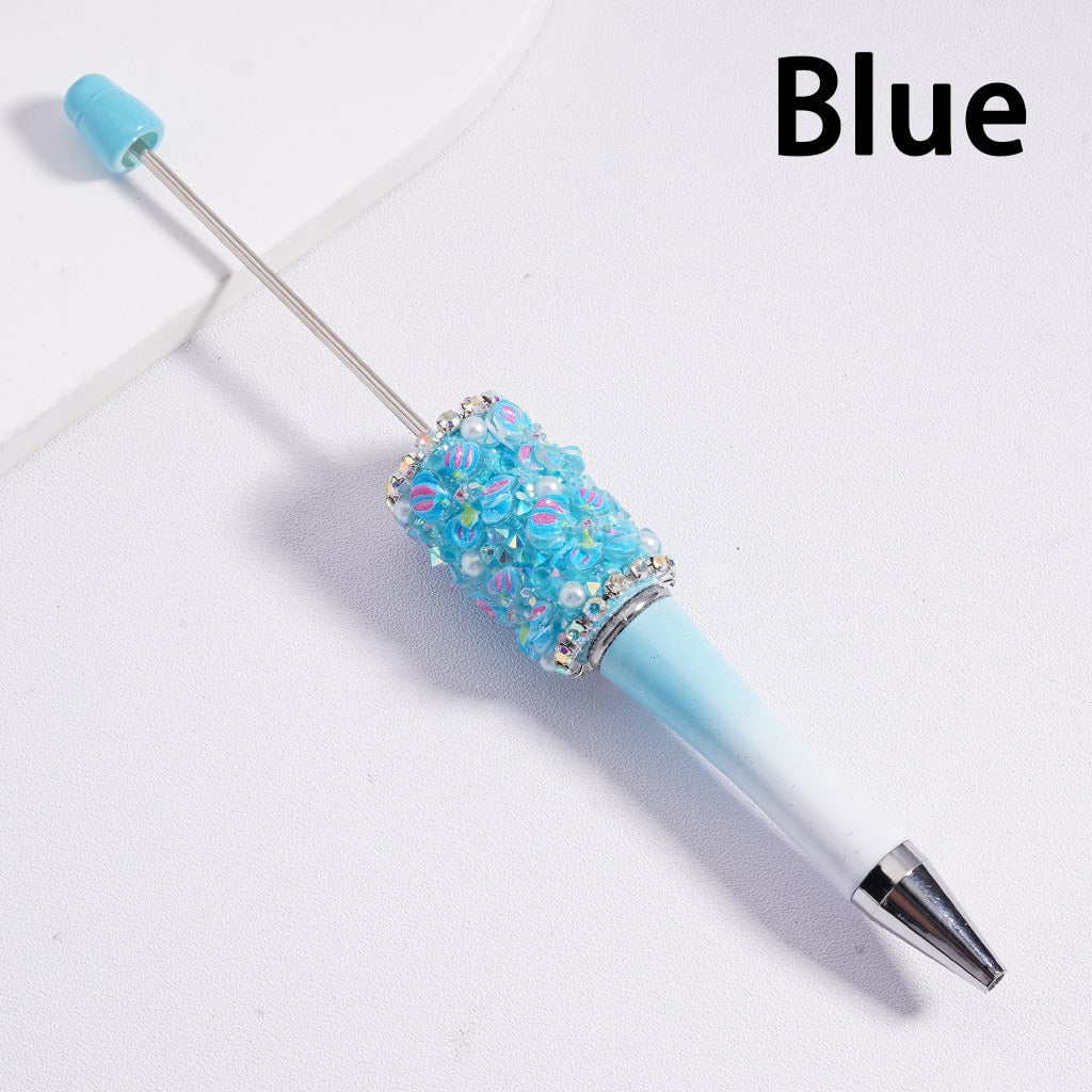 Luminous Beadable Clay Pens with AB Rhinestones, White Pearls & Floral Accents Cute Flowers