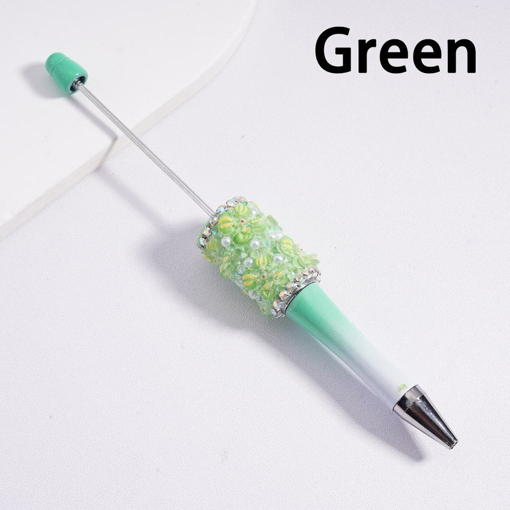 Luminous Beadable Clay Pens with AB Rhinestones, White Pearls & Floral Accents Cute Flowers