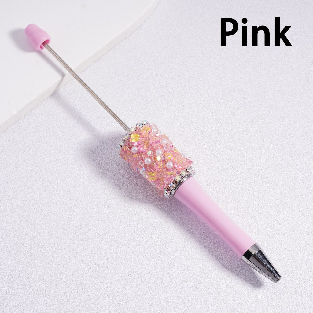 Luminous Beadable Clay Pens with AB Rhinestones, White Pearls & Floral Accents Cute Flowers