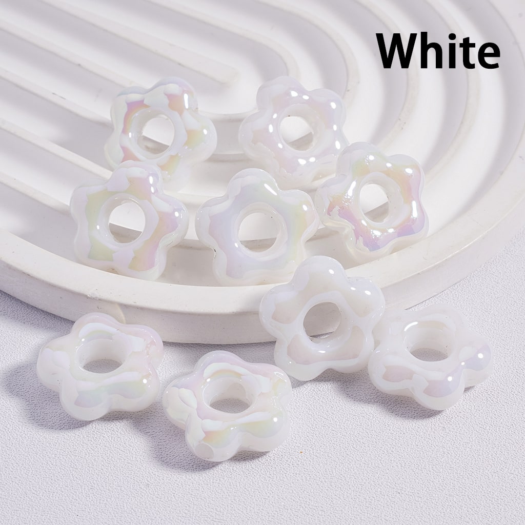 Luminous Cute Plum Blossom Flower with Large Hole Multi-Color Shiny Acrylic Beads 18*18mm Random Mix (Single Color is available for 200pcs(Whole Bag) Only)