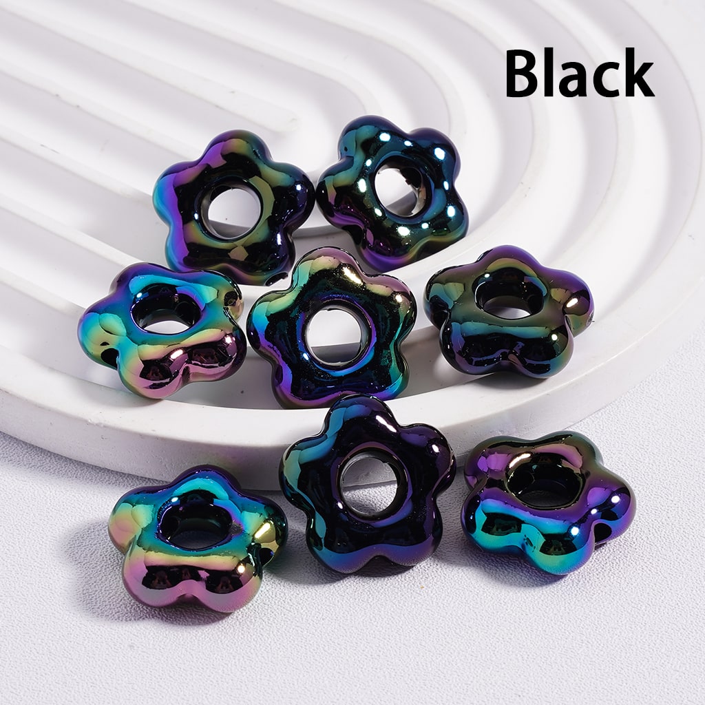 Luminous Cute Plum Blossom Flower with Large Hole Multi-Color Shiny Acrylic Beads 18*18mm Random Mix (Single Color is available for 200pcs(Whole Bag) Only)