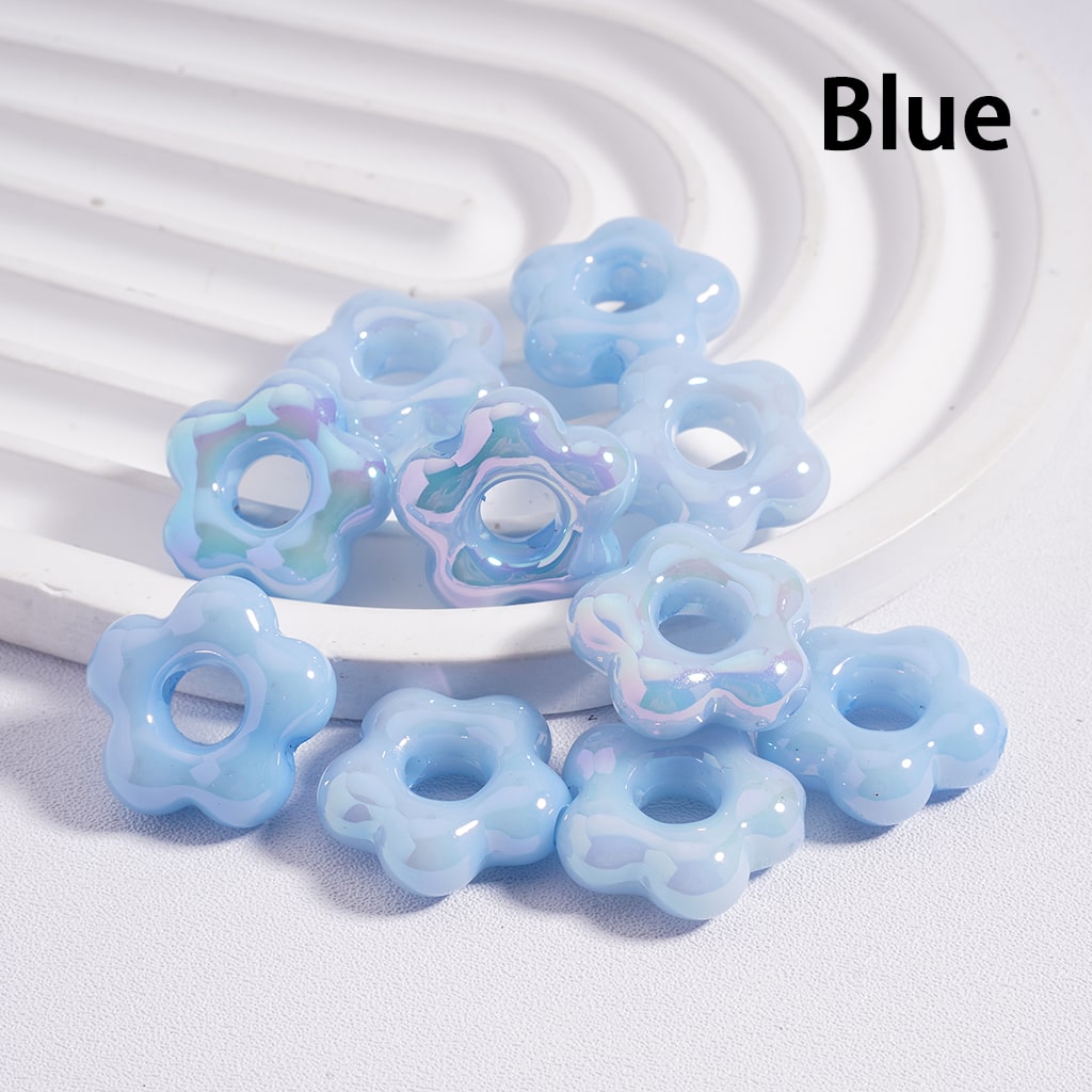 Luminous Cute Plum Blossom Flower with Large Hole Multi-Color Shiny Acrylic Beads 18*18mm Random Mix (Single Color is available for 200pcs(Whole Bag) Only)