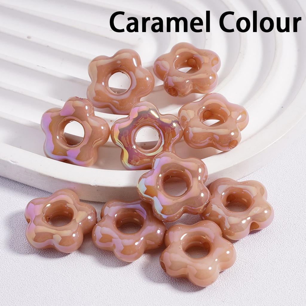 Luminous Cute Plum Blossom Flower with Large Hole Multi-Color Shiny Acrylic Beads 18*18mm Random Mix (Single Color is available for 200pcs(Whole Bag) Only)