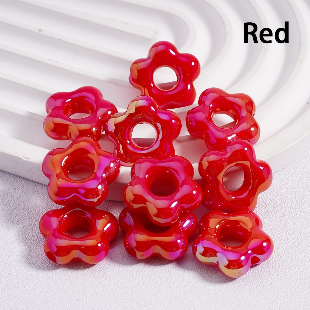 Luminous Cute Plum Blossom Flower with Large Hole Multi-Color Shiny Acrylic Beads 18*18mm Random Mix (Single Color is available for 200pcs(Whole Bag) Only)