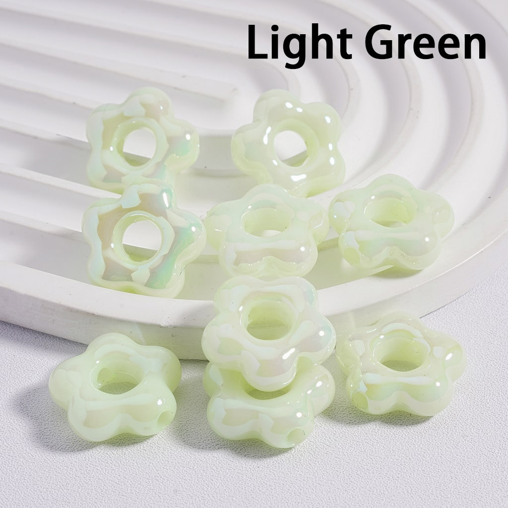 Luminous Cute Plum Blossom Flower with Large Hole Multi-Color Shiny Acrylic Beads 18*18mm Random Mix (Single Color is available for 200pcs(Whole Bag) Only)